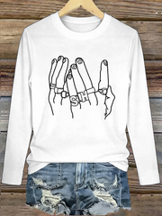 Women's Singer Casual Printed Round neck long sleeve T-shirt