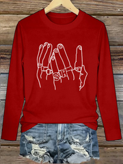 Women's Singer Casual Printed Round neck long sleeve T-shirt