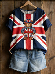 Women's British Style Print Casual T-Shirt