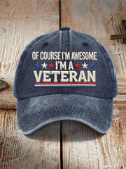 Unisex Proud Veteran Print Hat