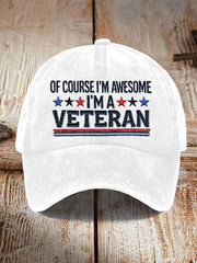 Unisex Proud Veteran Print Hat