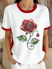 Women's England Football Roses Lover Printed T-shirt