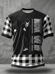 Men's 2 Rude Music Lover Checkerboard Printed T-shirt