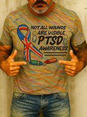 Men's PTSD Awareness Art Printed T-shirt