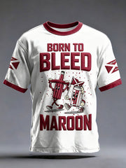 Men's Maroon Hearts Football Lover Printed T-shirt