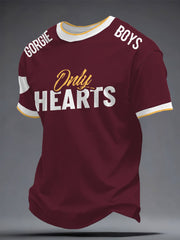 Men's Maroon Hearts Football Lover Printed T-shirt
