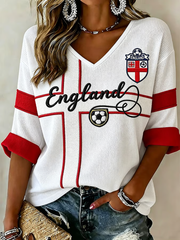 Women's UK Football Lover England Printed Waffle T-shirt
