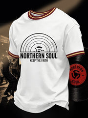 Men's Retro Northern Soul Keep The Faith Print Casual Tee