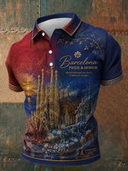 Men's Barcelona Floral Art Printed Casual Tops