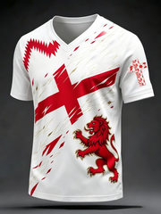 Men's UK Football Lover England Printed V-neck T-shirt