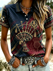 Women's UK Football Lover Scotland Printed polo T-shirt