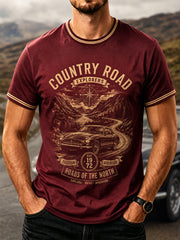 Men's Retro Car Culture Print Casual Tee