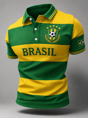 Men's Gift For Brasil Football Fans Print Casual Polo