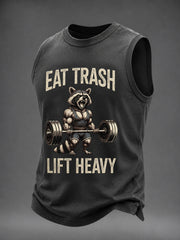 Men's Eat Trash Lift Heavy Washed Gym Casual Tank Top