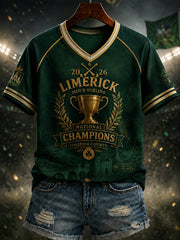 Women's Limerick Hurling Printed V-neck T-shirt