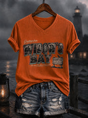 Women's Greetings From Widow’s Bay Halloween Horror T-shirt