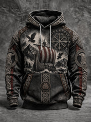 Men's Viking Oversized Drop-Shoulder Hoodie with Pockets