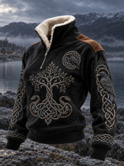 Women's Viking Printed Fur Collar Top