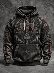 Men's Viking Oversized Drop-Shoulder Hoodie with Pockets