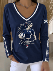 Women's Scottish rugby fans Printed V-Neck T-Shirt