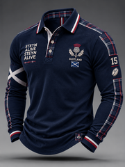 Men's Scottish rugby fans Printed long sleeve polo