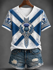 Women's St Andrew’s Day Printed V-neck T-shirt
