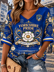 Women's UK football Lover Yorkshire rose graphic Printed Waffle T-shirt