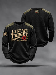 Men's Lest We Forget Print Waffle Sweatshirt