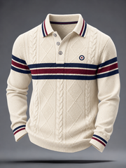 Men's UK Music Lover Mods Art Printed long sleeve polo