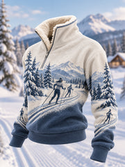 Women's Ski Lovers Ready For Ski Season Casual Plush Zipper Pullover