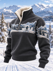Women's Ski Lovers Ready For Ski Season Casual Plush Zipper Pullover