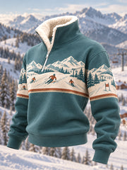 Women's Ski Lovers Ready For Ski Season Casual Plush Zipper Pullover