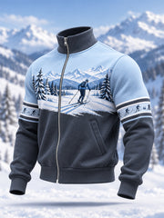 Men's Ski Lovers Ready For Ski Season Casual Zipper Sweatshirt