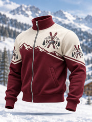 Men's Ski Lovers Ready For Ski Season Casual Zipper Sweatshirt