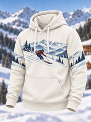 Men's Ski Lovers Ready for Ski Season Casual Oversized Drop-Shoulder Hoodie With Pockets