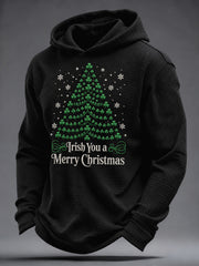 Men's Irish Christmas Print Waffle Hoodie