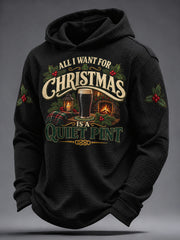 Men's Irish Christmas Print Waffle Hoodie