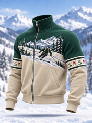 Men's Ski Lovers Ready For Ski Season Casual Zipper Sweatshirt