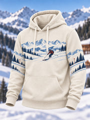 Men's Ski Lovers Ready for Ski Season Casual Oversized Drop-Shoulder Hoodie with Pockets