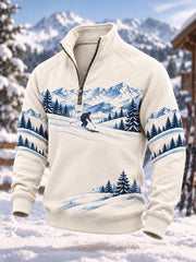 Men's Ski Lovers Ready for Ski Season Casual Zip-Up Hoodie