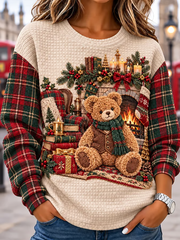 Women's British-Style Christmas Art-Print oversized hoodie