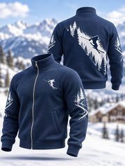 Men's Ski Lovers Ready For Ski Season Casual Zipper Sweatshirt