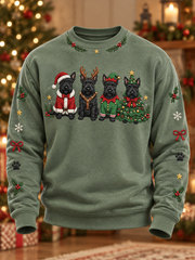 Men's Scottish Christmas Scottish Terrier printed Crew Neck Sweatshirt