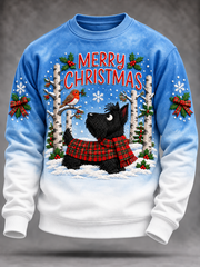 Men's Scottish Christmas Scottish Terrier printed Crew Neck Sweatshirt