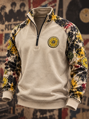 Men's Lemon Roses Music Lover Printed Zip-Up Hoodie