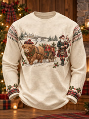 Men's Scotland Christmas Art Printed Waffle Tops