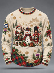 Men's Scotland Christmas Art Printed Waffle Tops