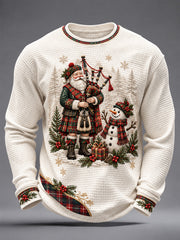 Men's Scotland Christmas Art Printed Waffle Tops