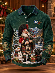 Men's Scotland Christmas Art Printed Casual Tops