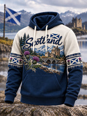 Men's St. Andrew's Day Print Oversized Drop-Shoulder Hoodie with Pockets